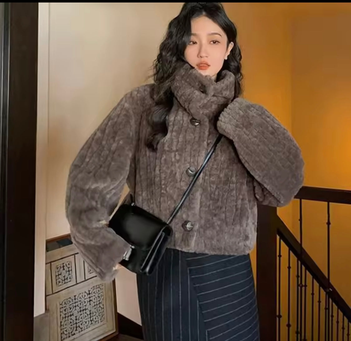 Rimocy Winter Warm Lambswool Coats Women Fashion Korean Padded Cotton Outerwear Woman Stand Collar Cropped Jacket Female
