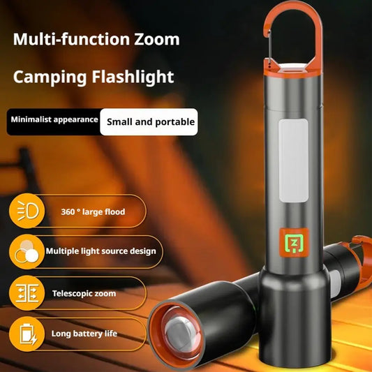 New High-Power Flashlight - 7 Mode Portable Torch , 300LM Super Bright, and Durable, a Great Outdoor Helper for the Whole Family