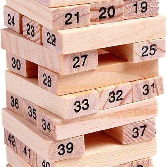 Jenga Wooden Blocks 54 Pieces with 4 Dice Kids & Adults Fun
