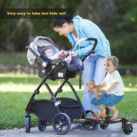 Universal Stroller Board with Detachable Seat,Stroller Board,Buggy Board Suitable for Most Brands of Strollers, Holds Children Up to 55lbs (Black)