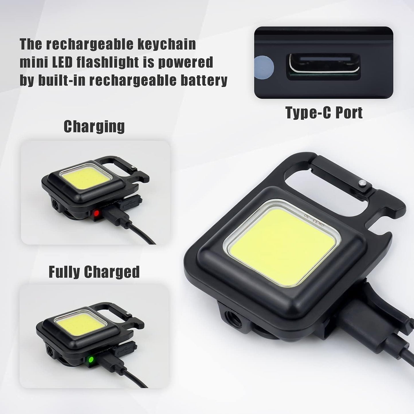 Small Flashlight, Keychain Work Light, USB Rechargeable, Mini LED Handheld Flashlight, 3 Light Modes Portable Pocket Light for Valentine's Day Gift Camping Emergency Fishing, Metal