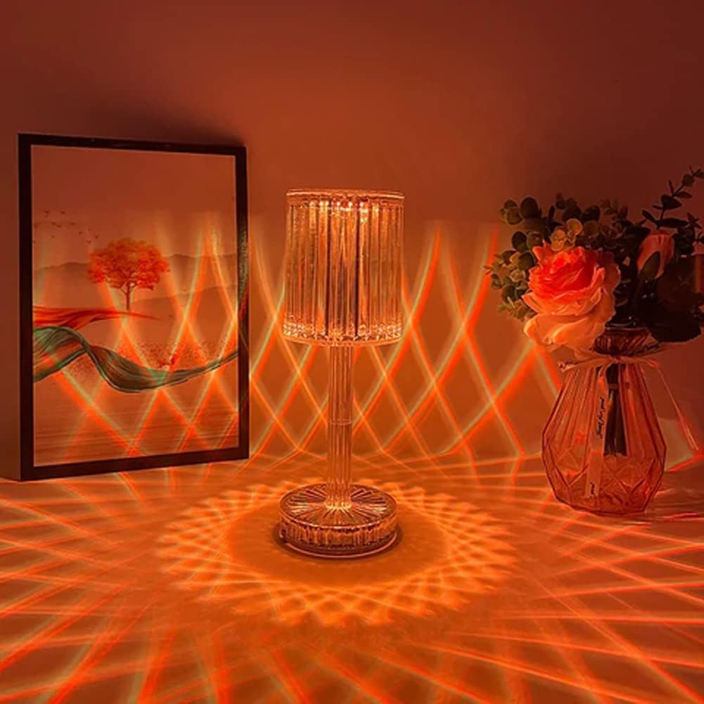 ZUICC USB Rose Shadow Crystal Lamp, LED Crystal Table Lamp, 16 Colours Touch and Dimmable Atmosphere Lamp with Remote Control, RGB Colour Changing Bedside Lamp for Living Room Bedroom