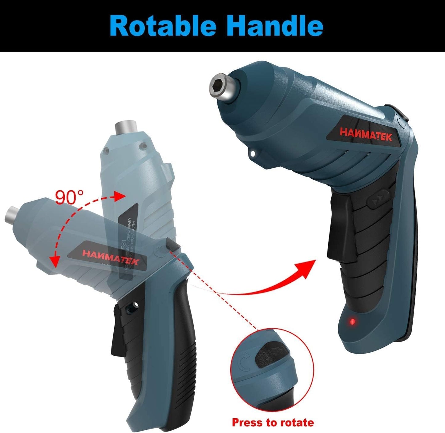 HANMATEK Rechargeable Cordless Screwdriver Kits with straight and pistol style Powerful Electric Screwdriver Small Screw Guns