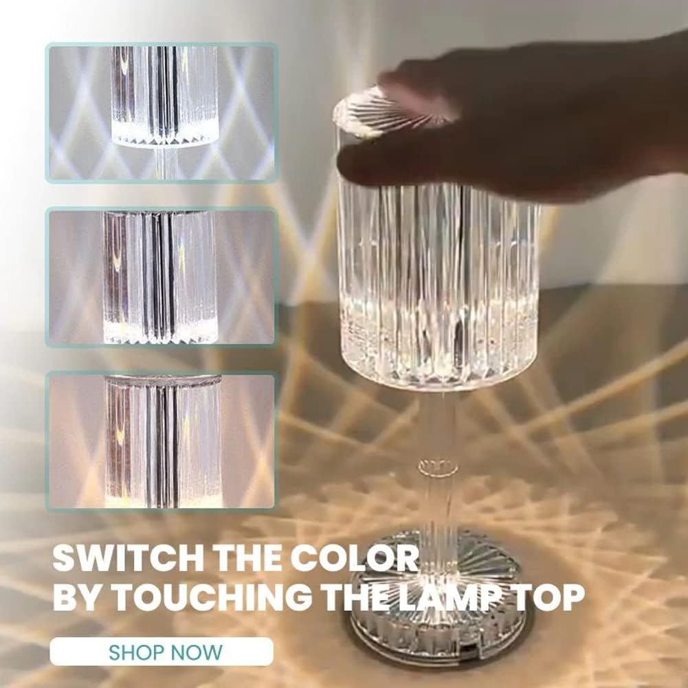 ZUICC USB Rose Shadow Crystal Lamp, LED Crystal Table Lamp, 16 Colours Touch and Dimmable Atmosphere Lamp with Remote Control, RGB Colour Changing Bedside Lamp for Living Room Bedroom