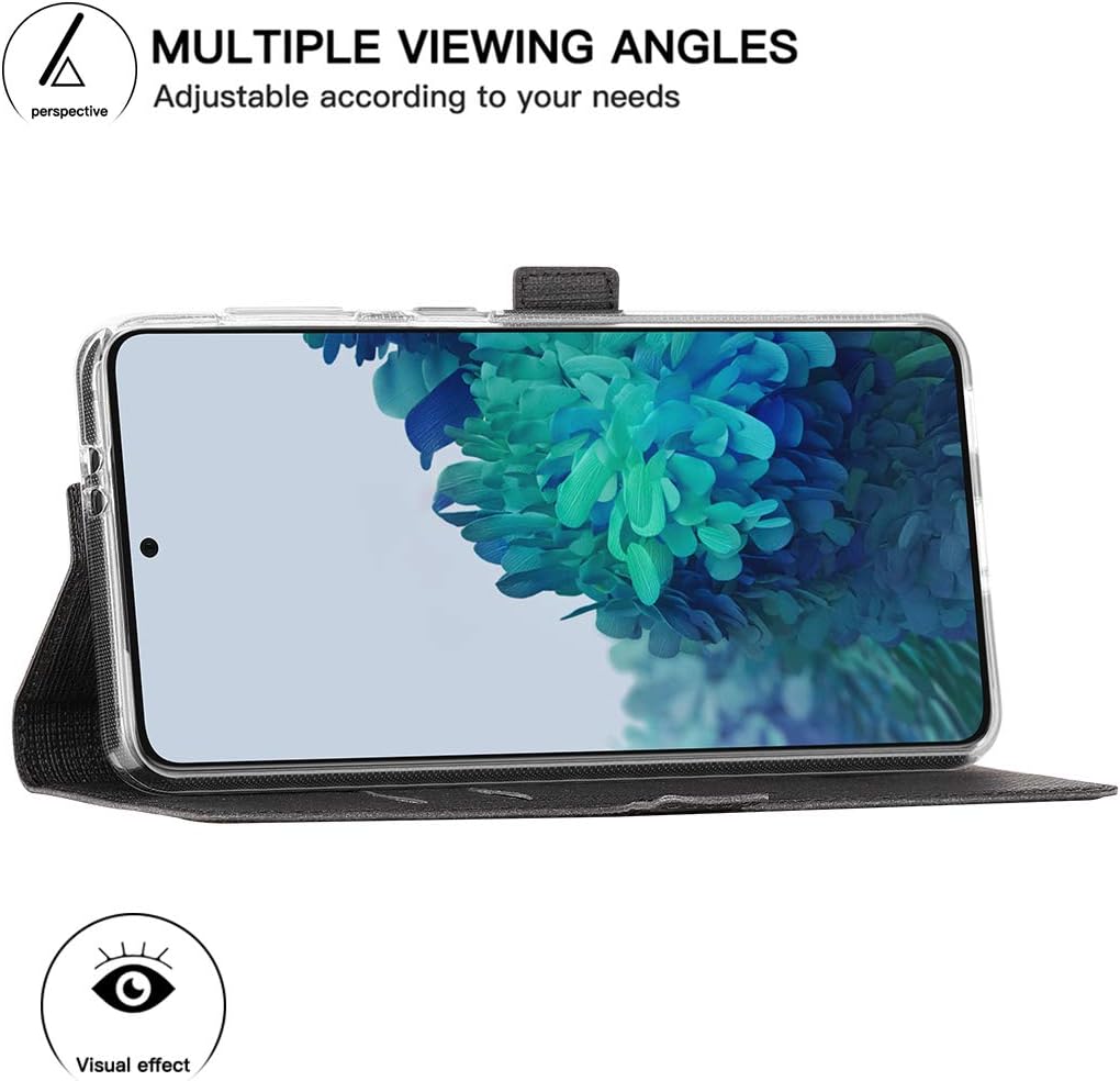Foluu for Galaxy S21 Plus Case, Flip Folio Wallet Cover Slim Premium PU Leather Case ID Credit Card Slots Stand Kickstand Magnetic Closure TPU Bumper Cover for Samsung Galaxy S21 Plus 2020 (Black)