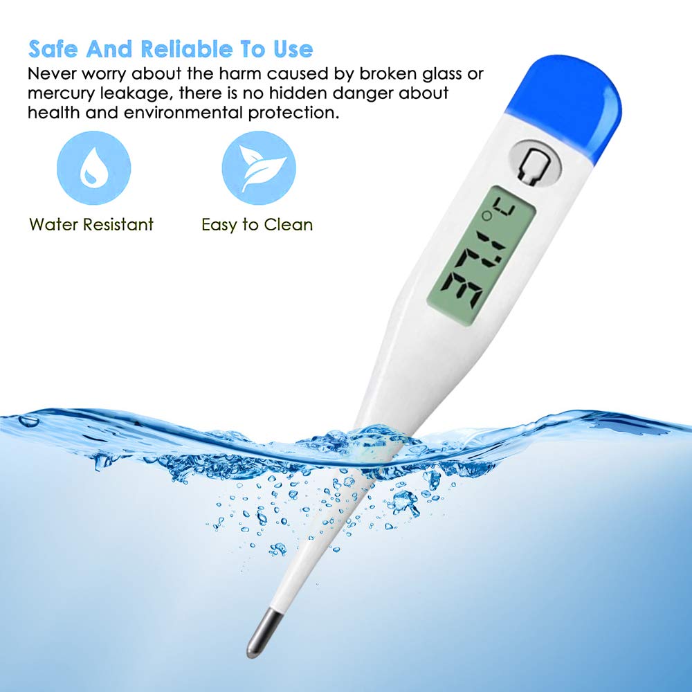 HK-901 | Digital Thermometer | Accurate, Fast, Easy to Read Digital Body Thermometers Adult Medical Digital LCD Temporal Thermometer Oral, Rectal, Underarm Thermometer Waterproof Basal Thermometer for Adults, Baby or Kids or Pet