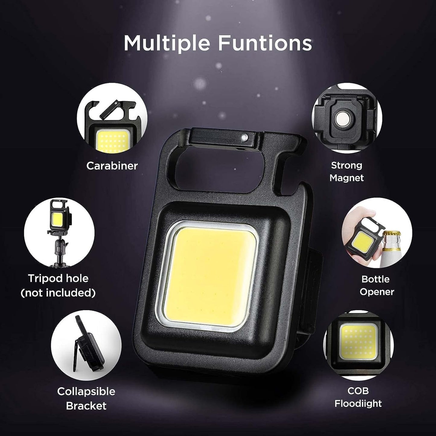 Small Flashlight, Keychain Work Light, USB Rechargeable, Mini LED Handheld Flashlight, 3 Light Modes Portable Pocket Light for Valentine's Day Gift Camping Emergency Fishing, Metal