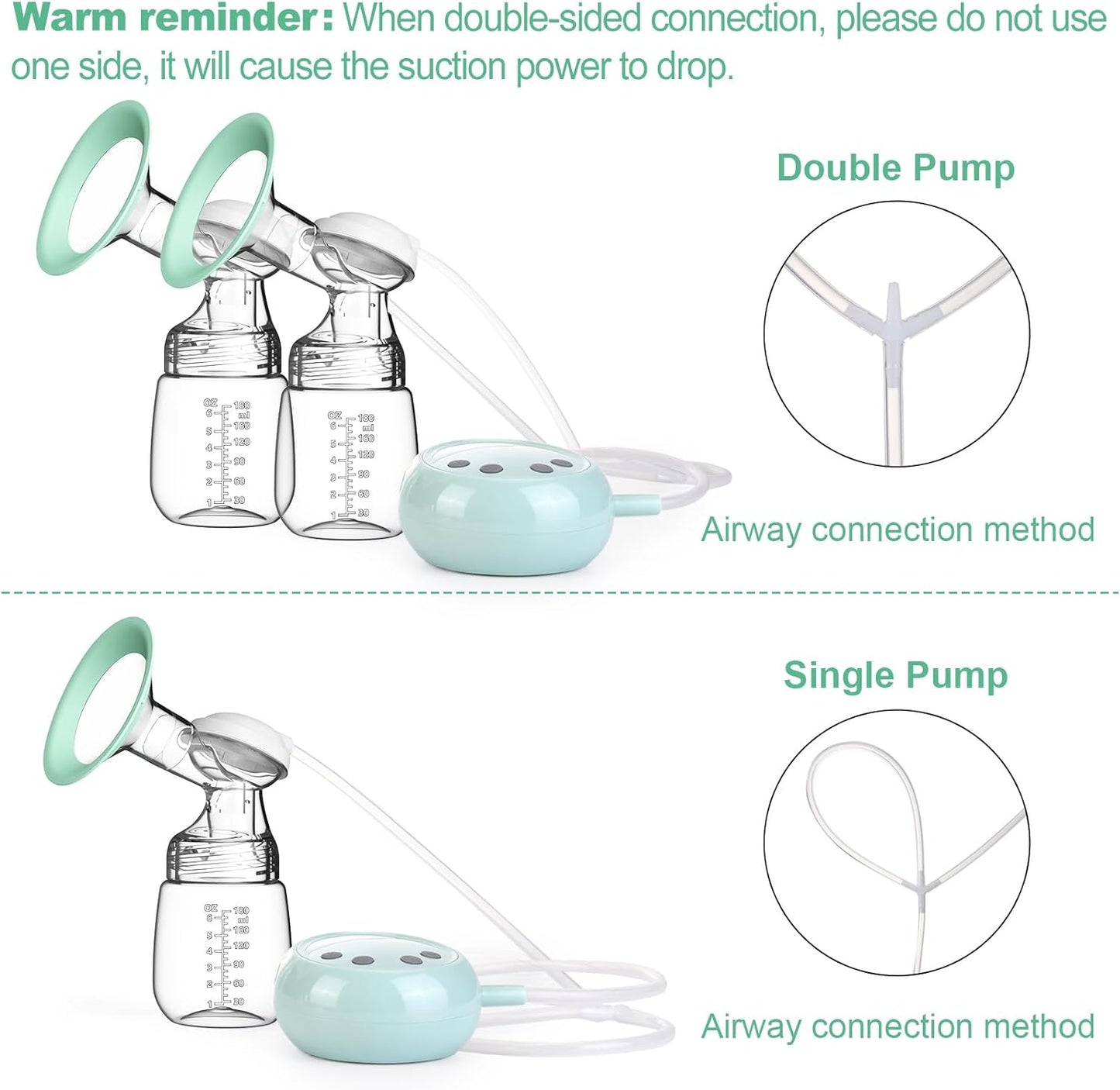 Double Electric Breast Pumps Portable - Electric Breastfeeding Pumps 3 Modes 9 Levels LCD Display Rechargeable Breast Milk Pump, BPA Free, Green (24mm Flange)
