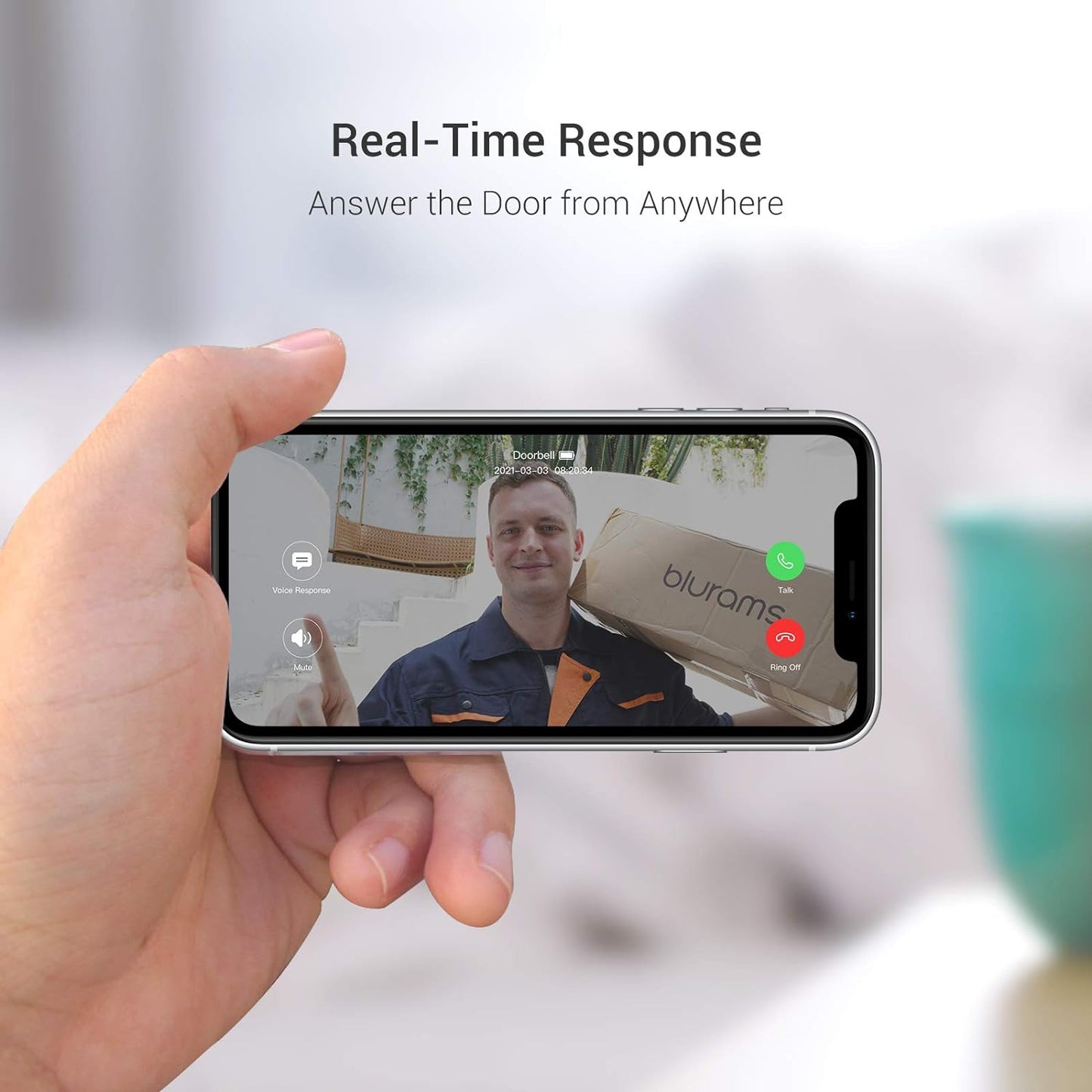 blurams Wireless 1080p Video Doorbell Camera with Chime, PIR Motion Detection, 2-Way Audio, Smart AI Facial Detection, Hardwired or Battery-Powered 30-Day Loop