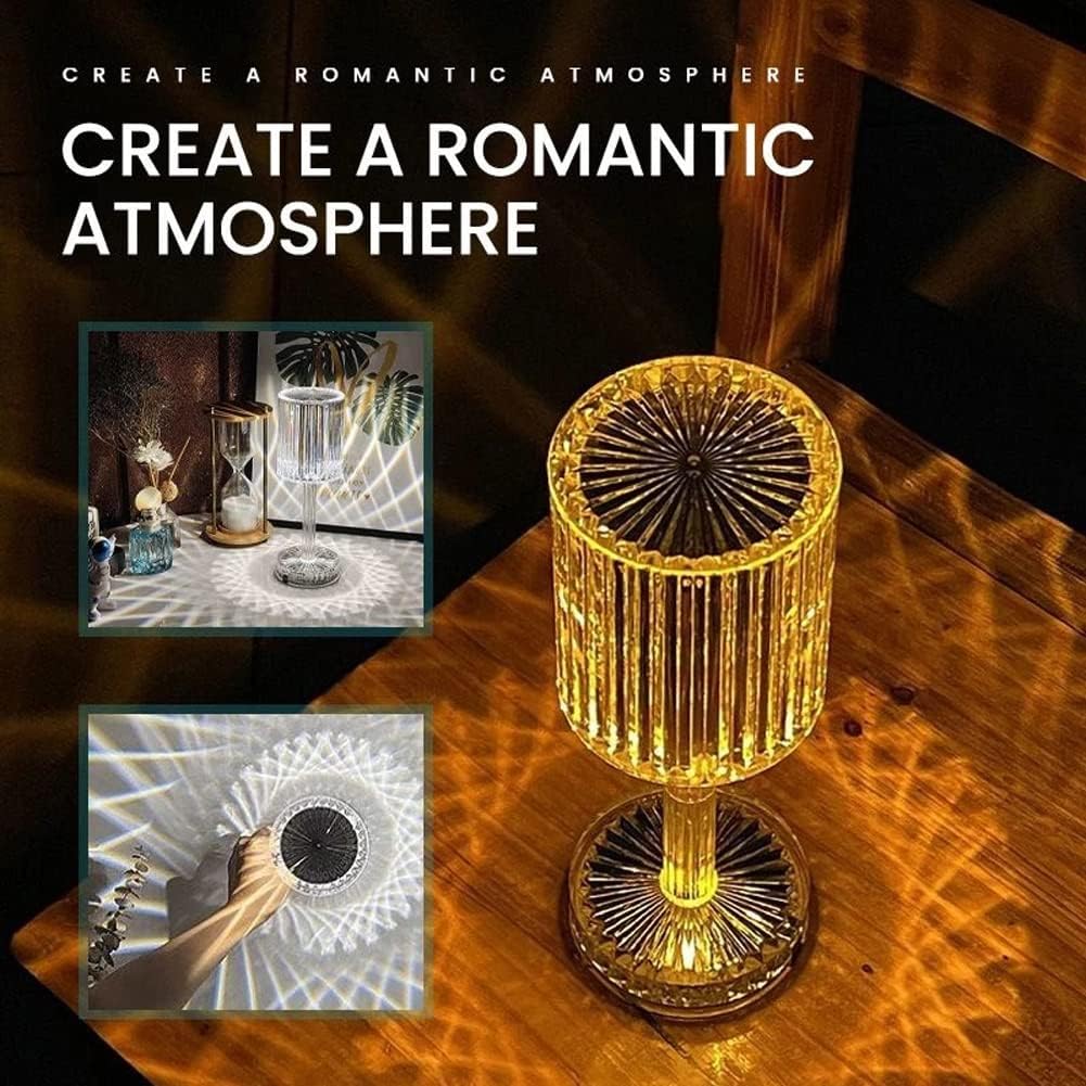 ZUICC USB Rose Shadow Crystal Lamp, LED Crystal Table Lamp, 16 Colours Touch and Dimmable Atmosphere Lamp with Remote Control, RGB Colour Changing Bedside Lamp for Living Room Bedroom