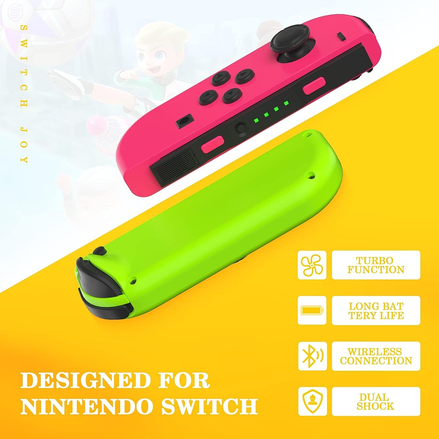Joy Cons for Switch Nintendo, Replacement for Nintendo Switch Controller, Wireless Left and Right Joy Cons for Switch Nintendo Support Dual Vibration/Wake-up/Screenshot