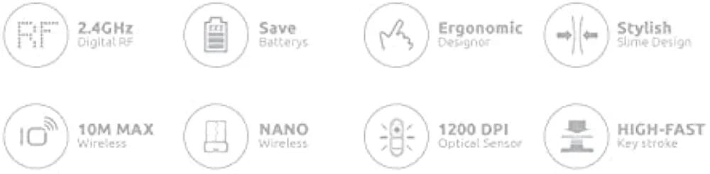 Royche Fancy Wireless Ultra Slim Keyboard and Rounding Fancy Mouse Kombos RX-3100 black