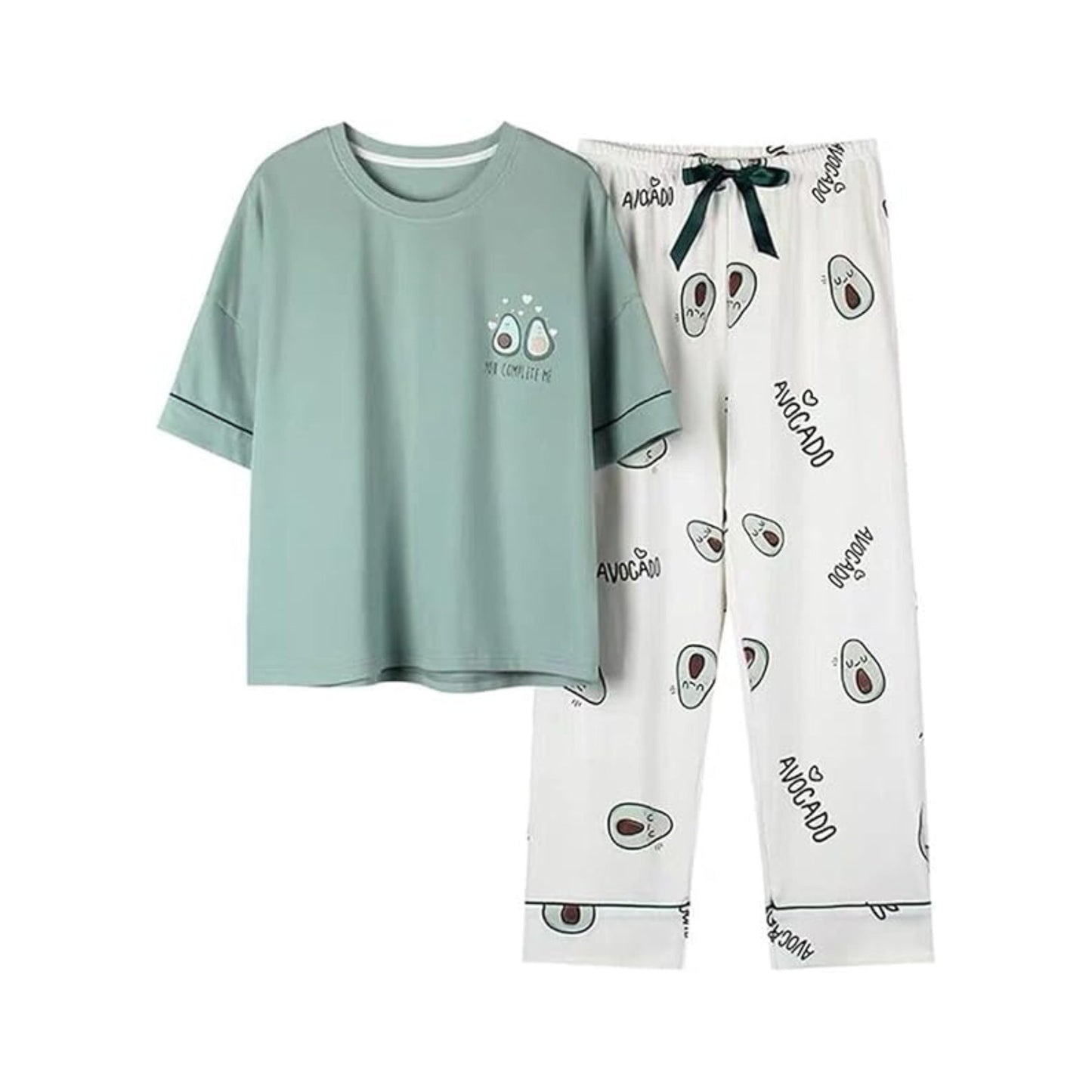 KAKAYO Women Cute Cozy Pajama Set 2 Pieces Casual Summer Short Sleeve Sleepwear Homewear for Ladies