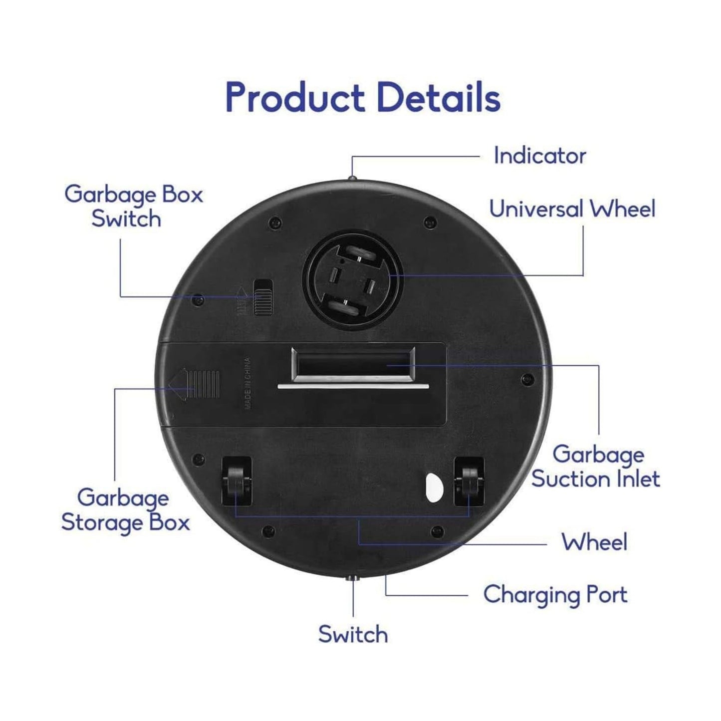 Robot Vacuum Cleaner, Smart Robot USB Vacuum Cleaner Auto Robotic Vacuumms, 3 in 1 Robotic Floors Sweep Mop Sweeper Super Quiet Mini Cleaning Robot for Pet Hair, Hard Floor (Black)