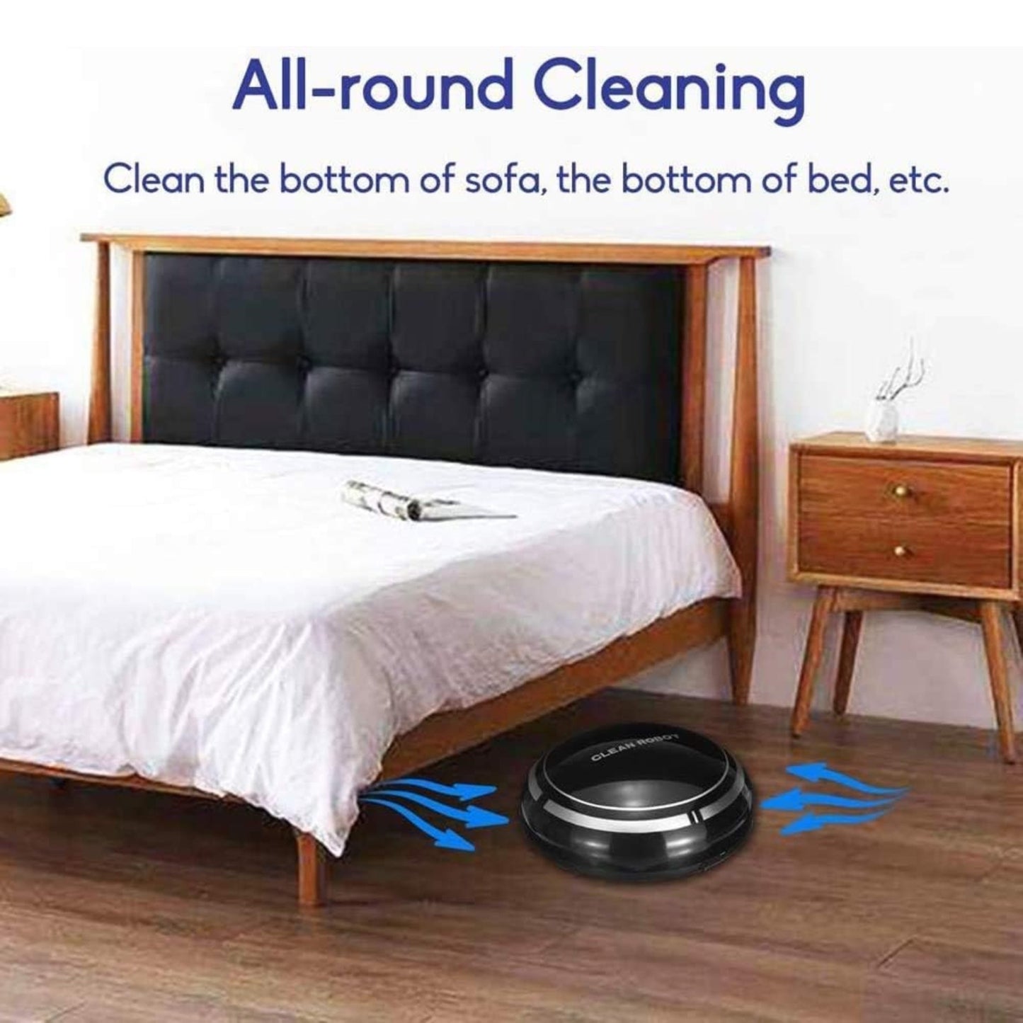 Robot Vacuum Cleaner, Smart Robot USB Vacuum Cleaner Auto Robotic Vacuumms, 3 in 1 Robotic Floors Sweep Mop Sweeper Super Quiet Mini Cleaning Robot for Pet Hair, Hard Floor (Black)