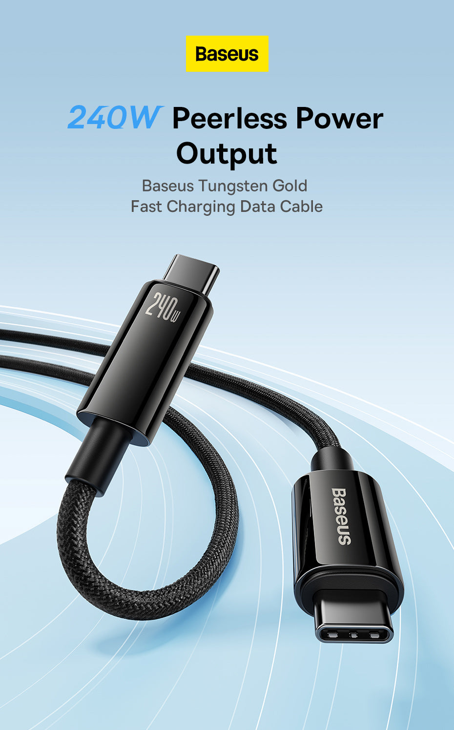 Baseus Tungsten Gold Fast Charging Data Cable Type C to Type C 240W
