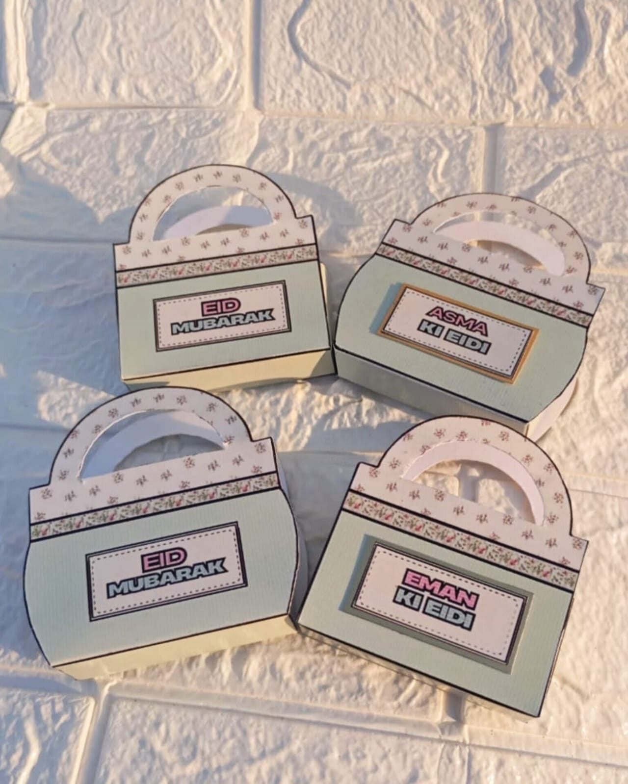 Personalized Handbag Eidi Envelopes – Custom Name Eid Money Holders (Set of 3)