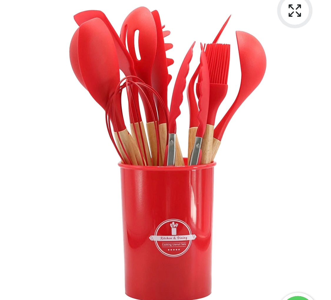 Kitchen Silicone Cookware Set, 12-piece Non-stick Cookware, Heat-resistant, BPA-free, Cooking Tools, Stirring Kitchen Tool Set