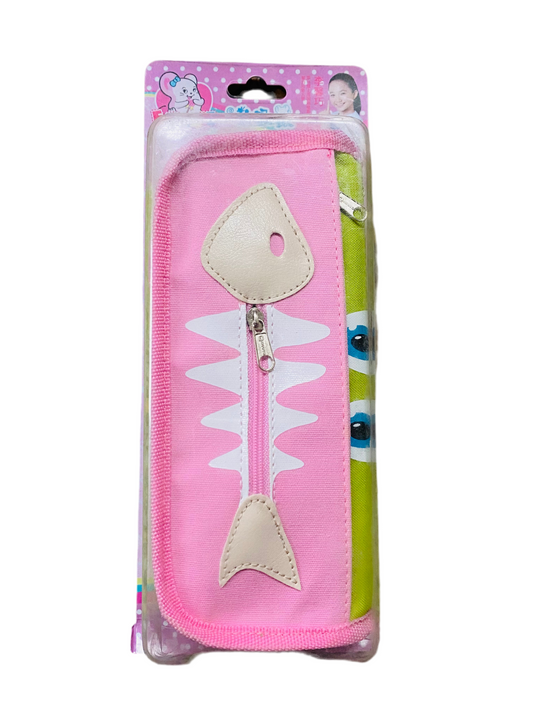 Cute Fishbone Pencil Case for Kids – Cartoon Zipper Pouch | School Stationery Organizer (Washable)