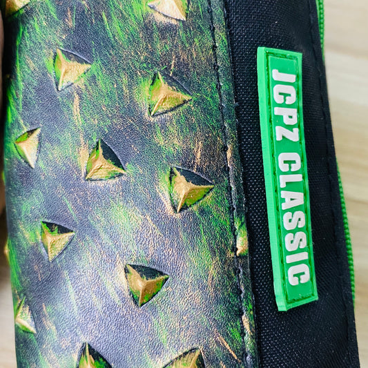 JCPZ Classic Black & Green Spiked Pencil Case - Unique & Durable Organizer