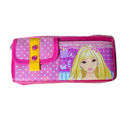 Stylish Pink Polka Dot Barbie-Inspired Pouch with Flap & Lace
