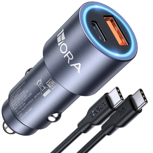1Hora Dual Car Fast Charger with C Cable 38W – GAR241 - Metal Body