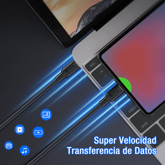 1HORA 3A 1m USB Type-C to USB Type-C Fast Charging and Data Sync TPE Cable - White