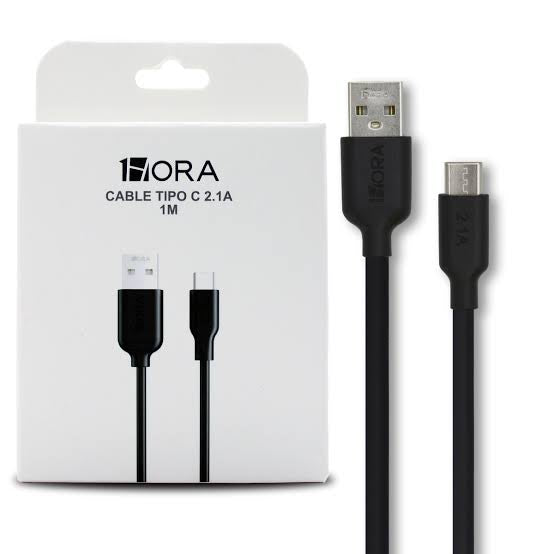 1HORA 2.1A 1m USB-A to USB Type-C Fast Charging and Data Sync TPE Cable