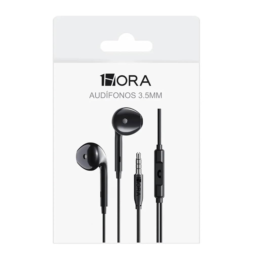1HORA Lateral 3.5mm AUX Deep Bass Stereo Earphones with Mic and Call Control