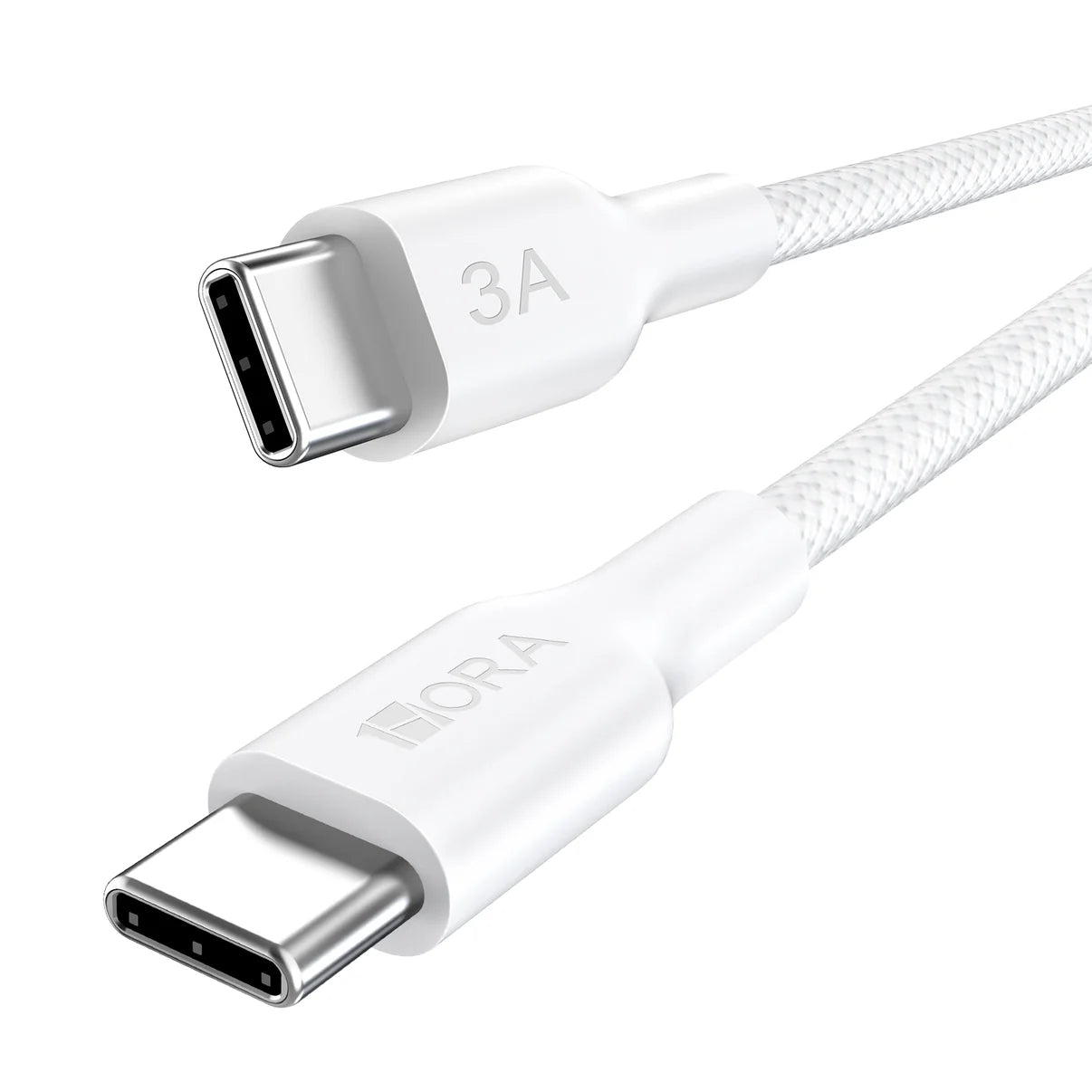 1HORA 3A 1m USB Type-C to USB Type-C Fast Charging and Data Sync Nylon Braided Cable