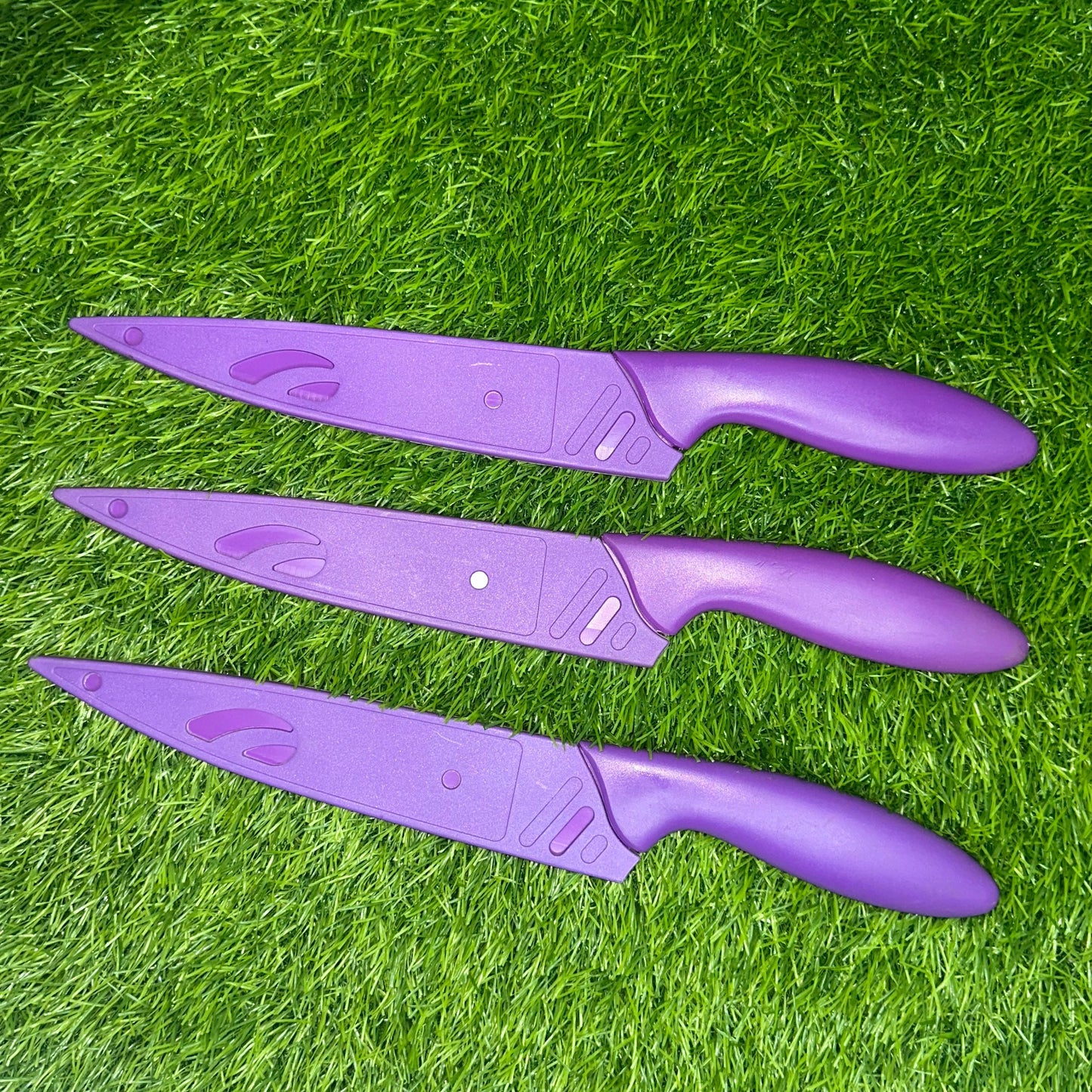 3Pcs 13" Long Multi-Purpose Anti Rust Coating Chef Knife Kitchen Essentials, Regular, Solid Color Sharp Blade Knives