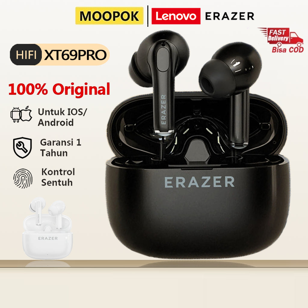 ERAZER XT69PRO Bluetooth Earphone In-ear Earbuds TWS Wireless Headphones Game Low Latency Bluetooth 5.4 Noise Reduction