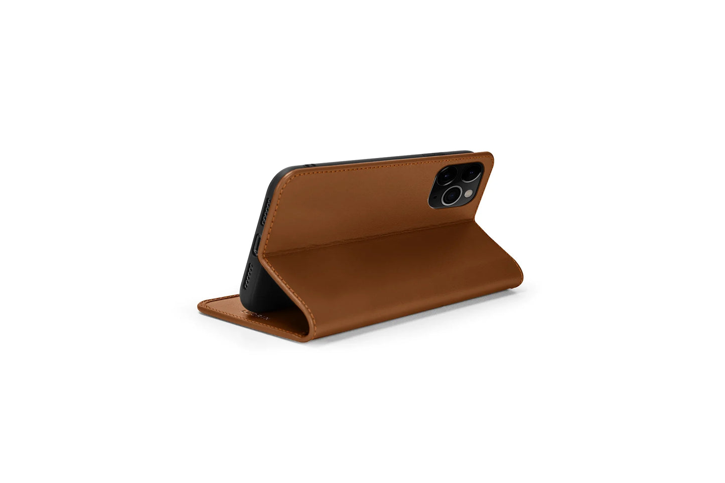 LUCRIN Wallet Case for iPhone 11 Pro Black / Brown - Smooth Leather