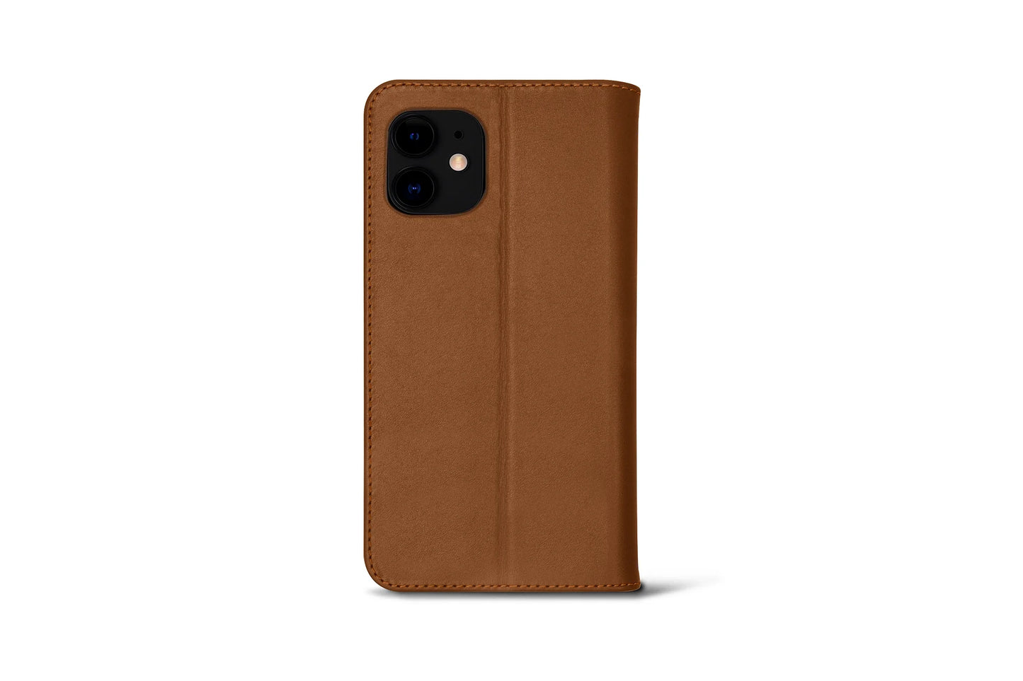 LUCRIN Wallet Case for iPhone 11 Black / Brown - Smooth Leather