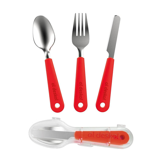 Stainless Steel 3-Piece Cutlery Set with Protective Case for Work, Travel, Lunch Boxes and Camping (Knife / Fork / Spoon)