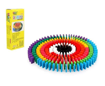 100pcs Wooden Domino Blocks – Colorful Set