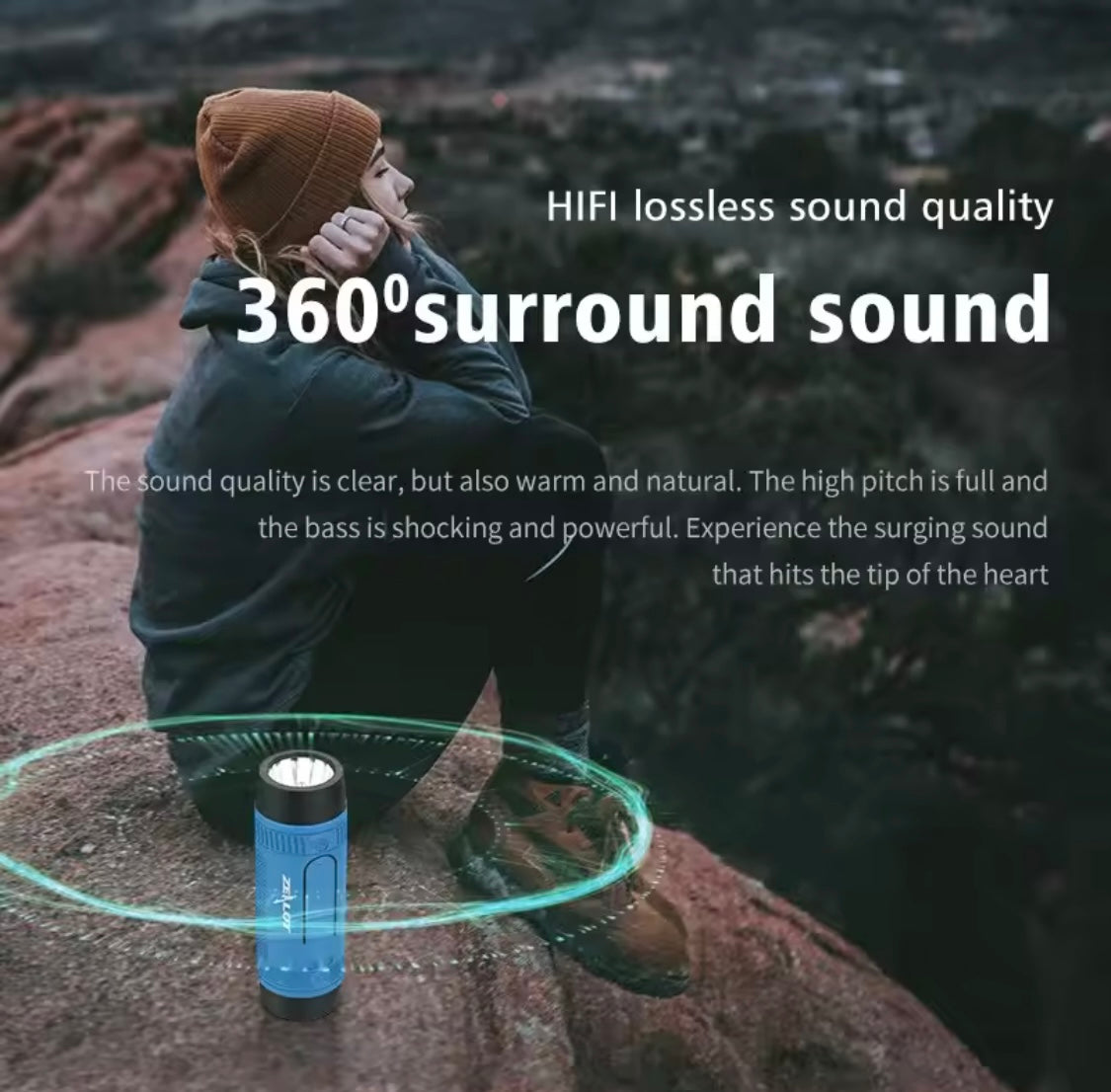 ZEALOT S1 Bluetooth Speaker, Handlebar Speakers for Bike, Portable Speaker with LED Torch Light, Waterproof IPX5, LED Light, TF Card Play, for Indoor/Outdoor/Hiking/Camping/Travel (Blue)