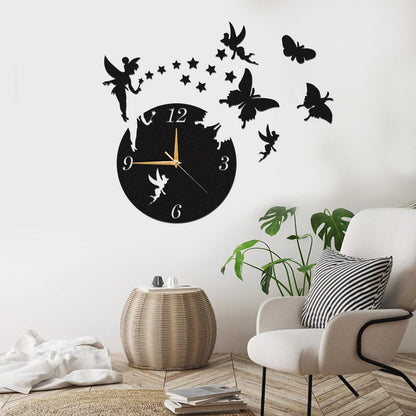 Digital 3D Laser Cut Wooden Wall Clocks, clocks for home, beautiful clock, clocks for Bedroom - Wall Clock for Living Room - Designer Wooden Fairy with Butterflies Wall Clock for Home Décor