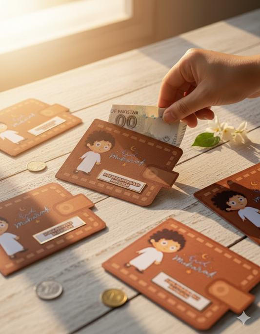 Personalized Eidi Money Envelopes for Kids | Customizable Name Eidiya Holder (Set Of 3)