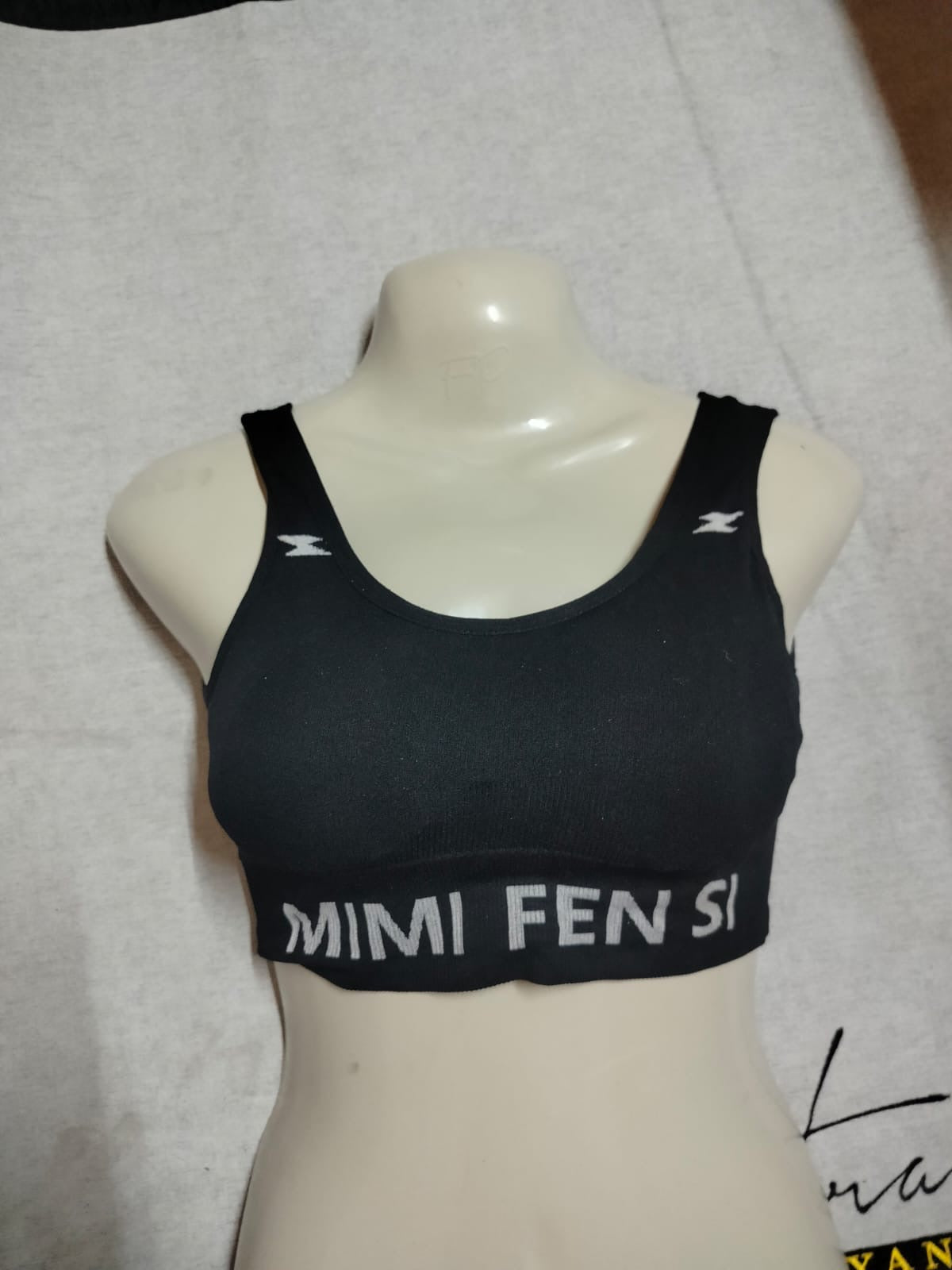 Black Wireless Padded Activewear Bra with Lightning Bolt Detail