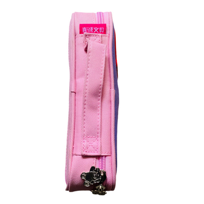 Cartoon Soldier Multipurpose Zipper Case – Purple & Pink Character Design