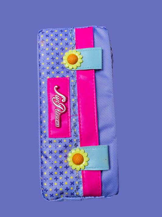Sunflower Themed Multipurpose Zipper Case – Purple & Pink Floral Design Pouch