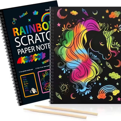 Magic Rainbow Scratch Paper Book – DIY Black Drawing & Painting for Kids