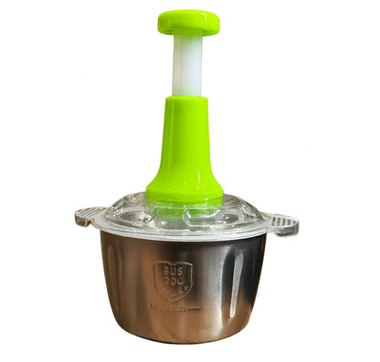 Stainless Steel Manual Food Chopper 2L – Multi-Purpose Vegetable, Fruit & Nut Cutter with Hand Push Blades