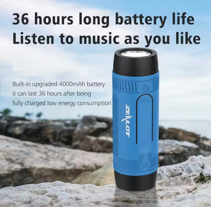 ZEALOT S1 Bluetooth Speaker, Handlebar Speakers for Bike, Portable Speaker with LED Torch Light, Waterproof IPX5, LED Light, TF Card Play, for Indoor/Outdoor/Hiking/Camping/Travel (Blue)