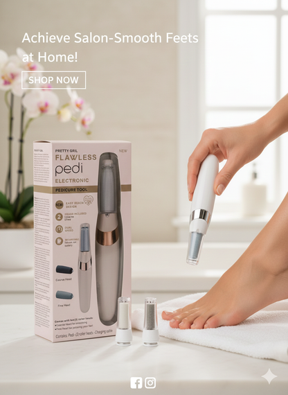 Pretty Girl Flawless Pedicure Electronic Tool - Gentle and Effective Foot Care for Removing Dead Skin, Calluses, and Achieving Salon-Smooth Feet