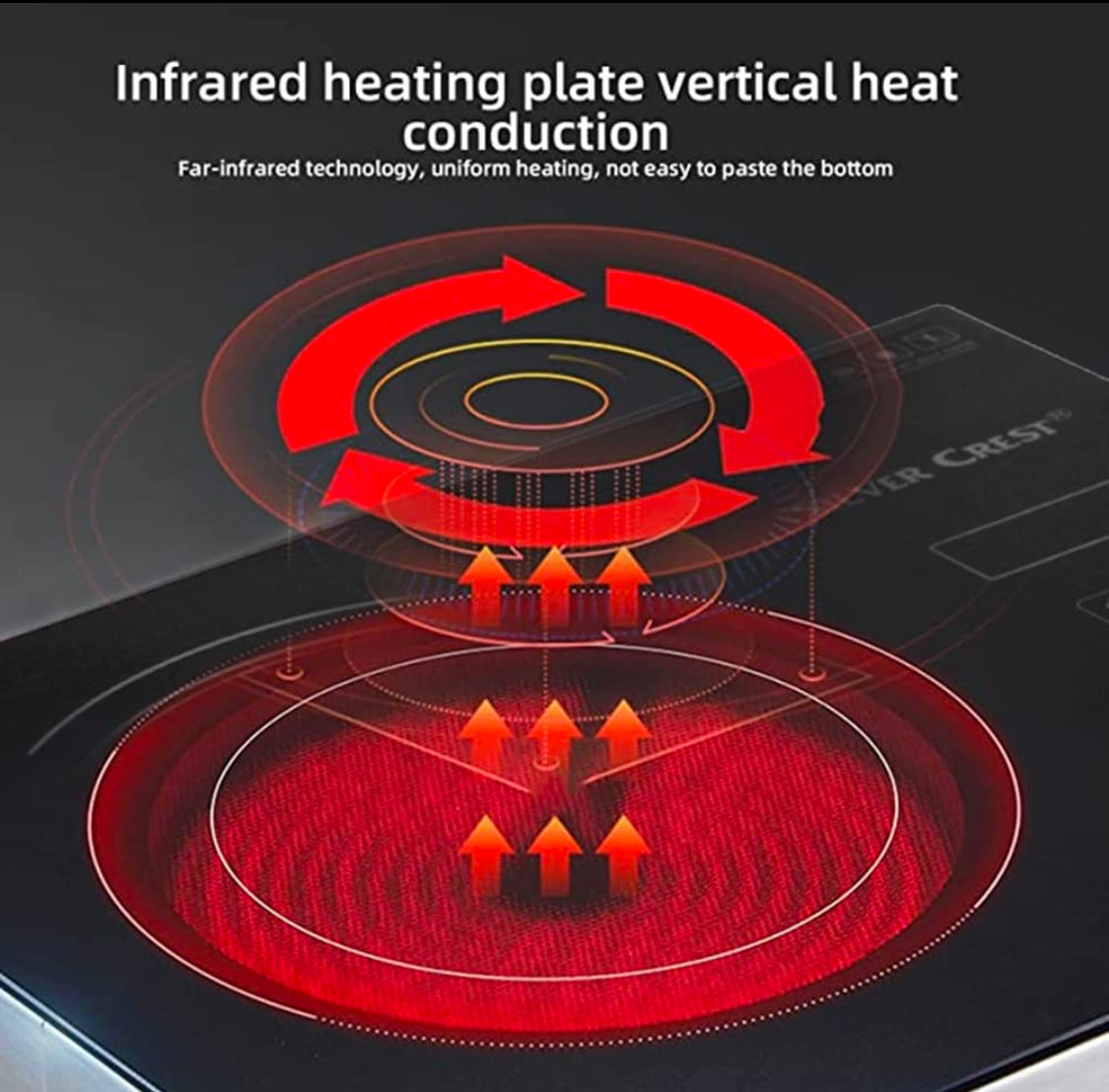 3500W Single Infrared Ceramic Hot Plate for Cooking, with Adjustable Temperature & Stay Cool Handles, Suitable for Office/Home/Camp Use, Compatible for All Cookwares, (BLACK-E)