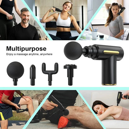Handheld Muscle Massage Gun Deep Tissue Percussion Muscle Massager Gun Cordless Electric Massagers Neck Back with Massage Head for Workout Relaxation Sore Muscle and Stiffness