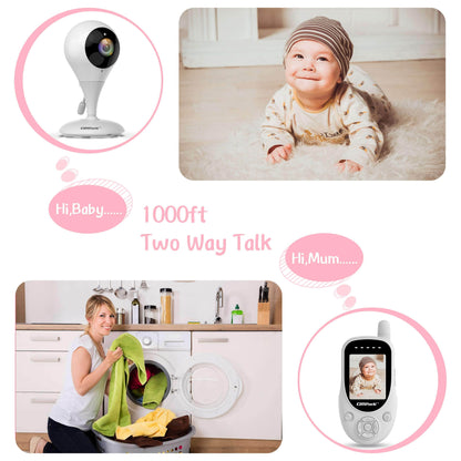 Campark BM20 Baby Monitor, Video Monitor with 2.4'' Display Screen, Moniteur Bébé Camera & 2.4GHz Wireless Transmission,Two-Way Talk,Auto Infrared Night Vision, VOX Mode and Temperature Detection,