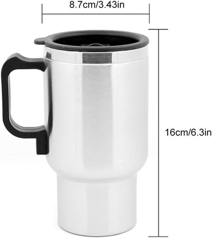 450ml Insulated Bottles, Car Electric Kettle 12V Car Heating Cup Stainless Steel Insulated Cup Reusable Water Bottle Travel Mug Coffee Mug Double Layer Vacuum Insulation Kettle